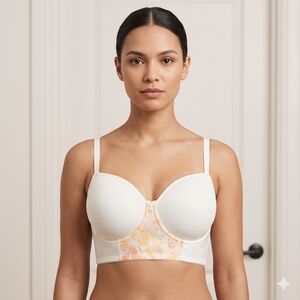 Freya Deco Longline Bra Strapless Convertable Ivory Floral Underwire Padded 34DD